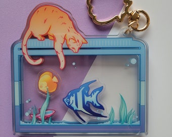 Fishy Kitty Shaker Keychain
