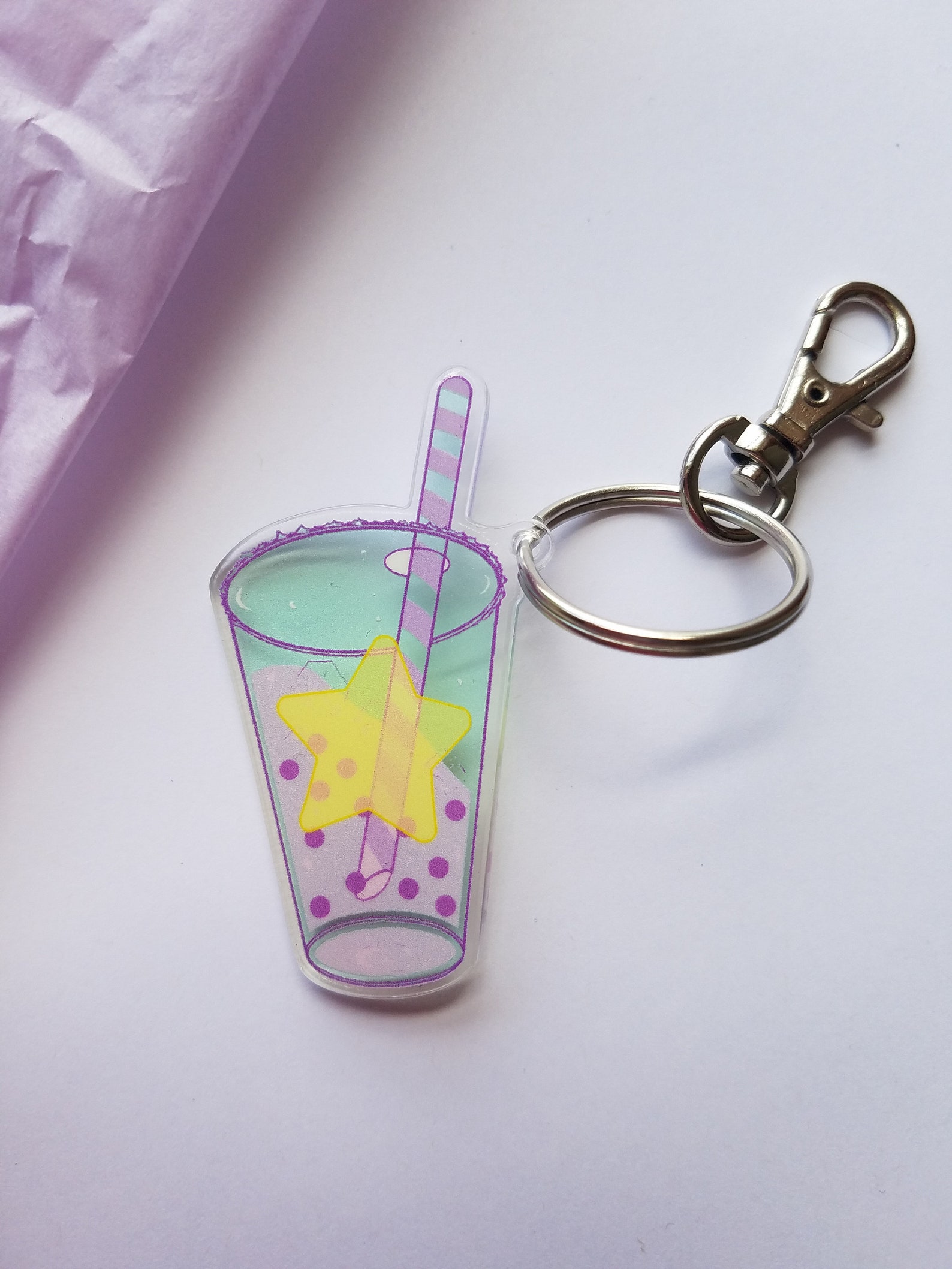 Purple Boba Keychain Etsy