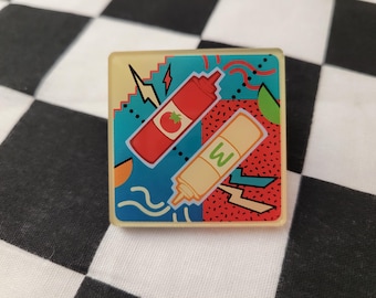 Ketchup Mustard Vibes Acrylic Pin
