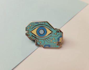 Cyber Eye Green Enamel Pin