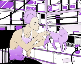 Junk Shop Assistant (cat) 5x7"