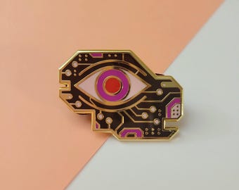 Cyber Eye Black Enamel Pin