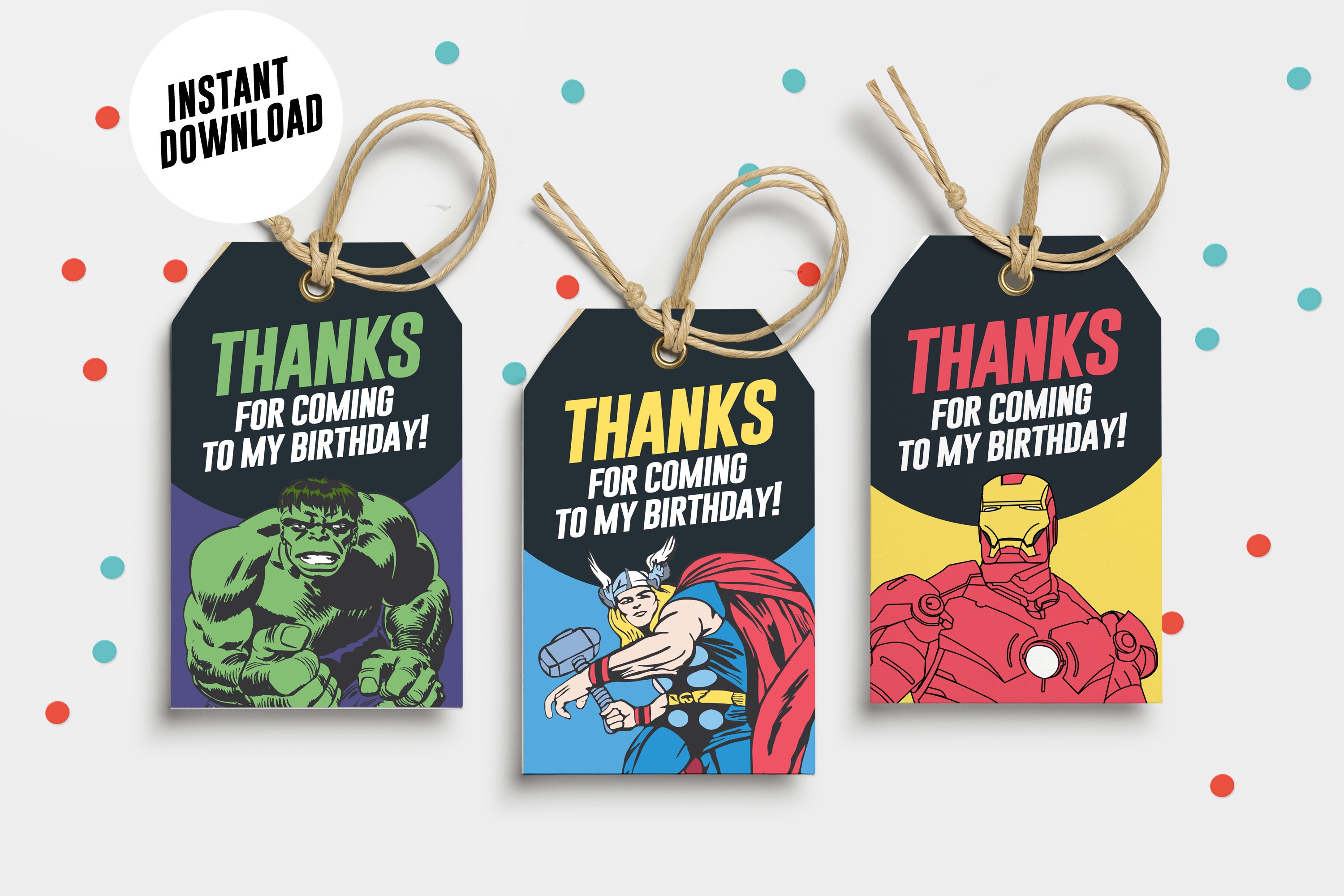 Avengers Favor Tags / Thankyou Tags / Printable / Instant | Etsy