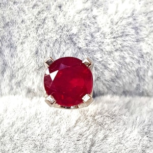 Natural Red Ruby Single Stud Earring. Natural Ruby Solid 14K White Gold Stud Earring. Single Gold Stud Earring. Mens Stud Earring Jewelry