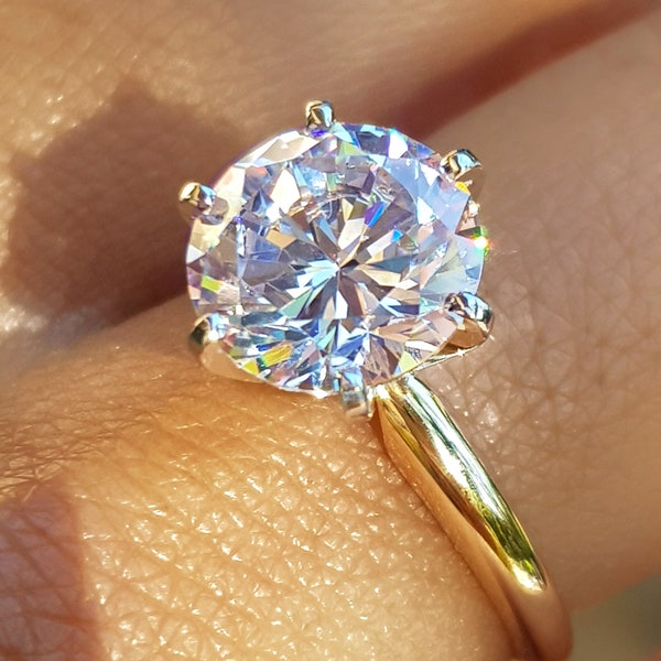 Echte 2ct 2.5ct 3.5ct VS E D Lab Diamant beschichtet erstellt Solitaire Solid 14K Gelbgold Ring Verlobung Hochzeit Alternative Diamant