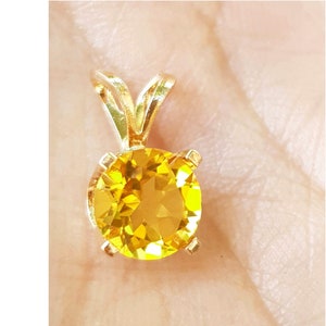 0,7 carat 1,3 carat véritable naturel VS citrine solide 14 carats or jaune pendentif collier diamant mariage cocktail déclaration déclaration bijoux guérison
