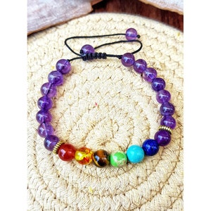 Natural 8mm Beaded Amethyst Bracelet Charm Jewelry Crystal Adjustable Chakra Sodalite Angelite Jasper Tiger Eye Carnelian Obsidian Yoga