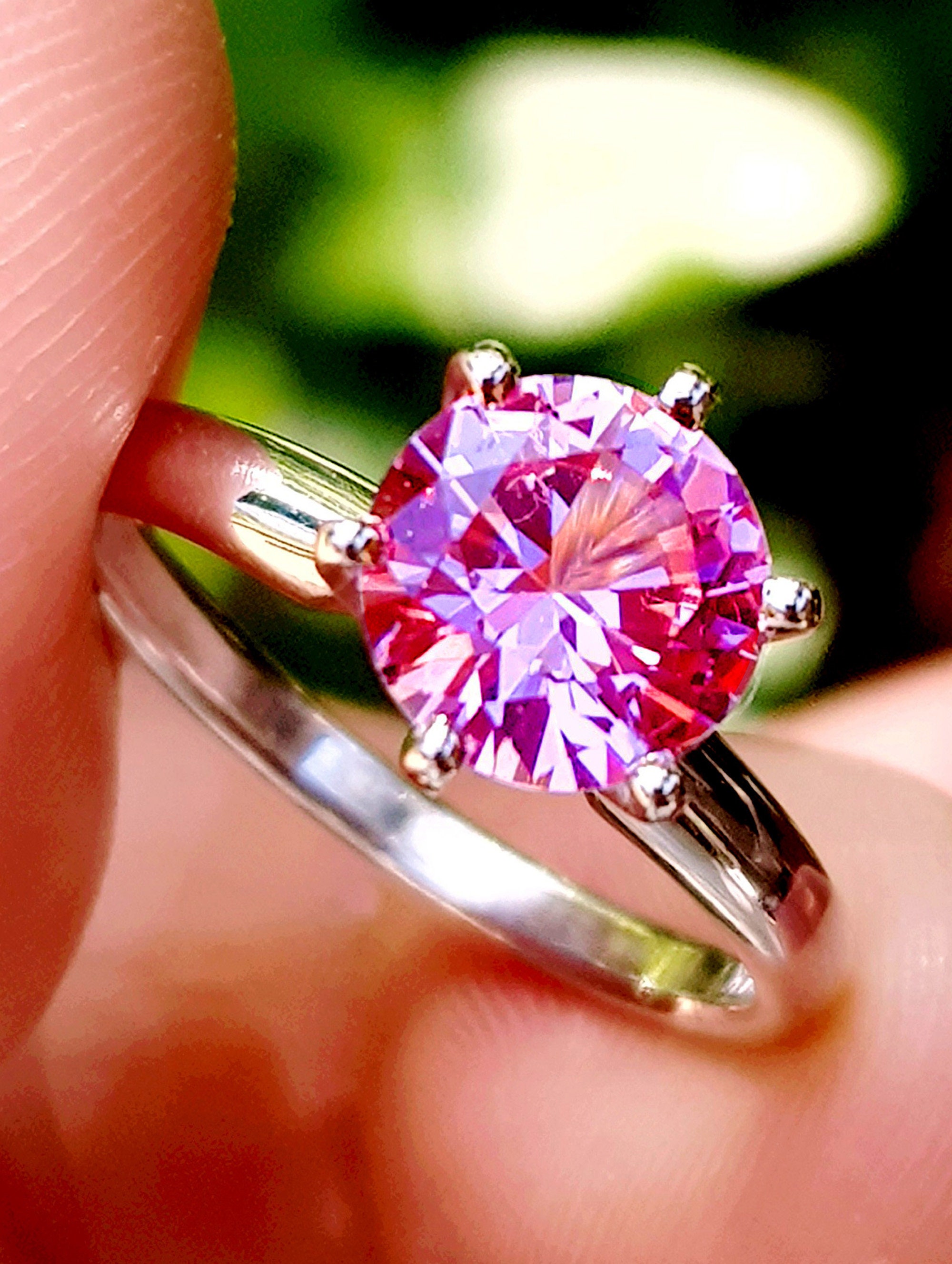 Buy Natural Pink Sapphire Solitaire Ring Solid 14K White Gold Engagement  Wedding Dress. Round Pink Diamond Alternative. Dark Pink Stone Jewelry  Online in India - Etsy, image size:2000x2655