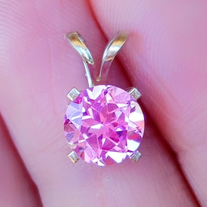 1.70CT 2.0CTGenuine VS Pink Sapphire Solid 14K White Gold Pendant Necklace Solitaire Statement Engagement Diamond Alternativ Wedding