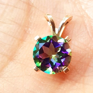 Natural Mystic Green Topaz Solid 14K Yellow Gold Pendant Necklace Wedding Bridal Diamond Alternative Healing Cocktail. Mystic Topaz Jewelry