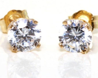 0.80CT 1.80CT 2.50CT Genuine VS E D Moissanite Solid Yellow Gold Stud Earrings Wedding Engagement Diamond Alternative Push Back Colourless