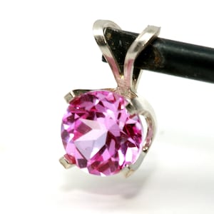 1CT 1.40CT Genuine VS Pink Sapphire Solid 14K White Gold Pendant Necklace Solitaire Statement Engagement Diamond Alternative Wedding