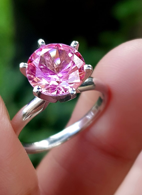 指輪 ピンクサファイヤ 天然ダイヤモンド 18金ホワイトゴールド