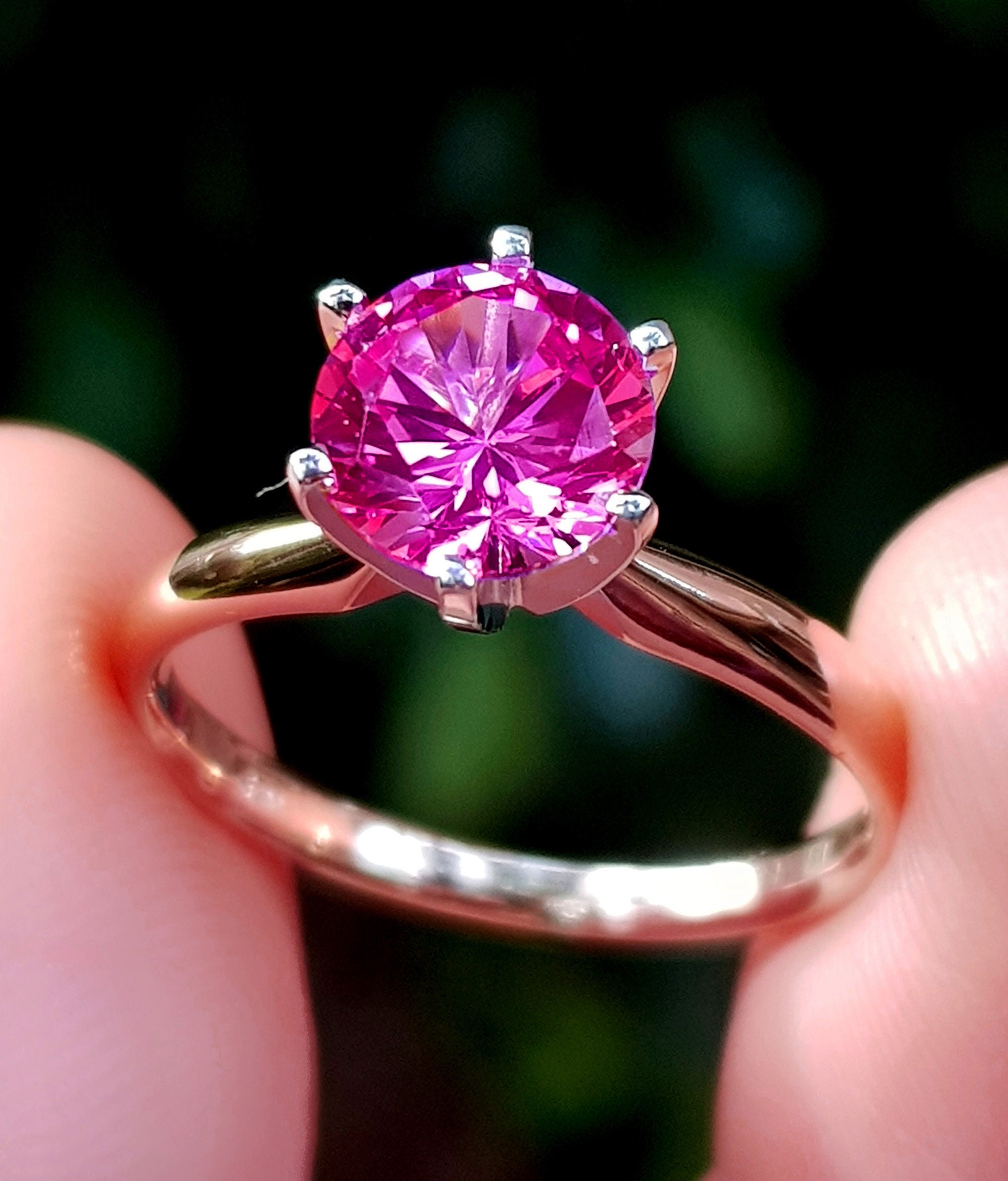 Classic Angel 14K Rose Gold 1.0 ct Light Pink Sapphire Diamond Solitaire Engagement Ring R482-14KRGDLPS