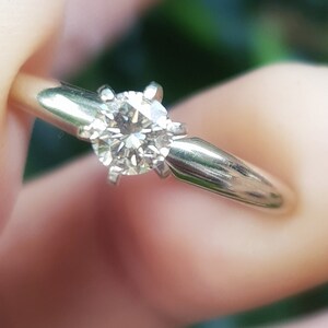 Genuine Natural Champagne C4 I1 I2 Diamond Solitaire Engagement 14K Solid White Gold Ring Anniversary Wedding Band FREE RESIZE
