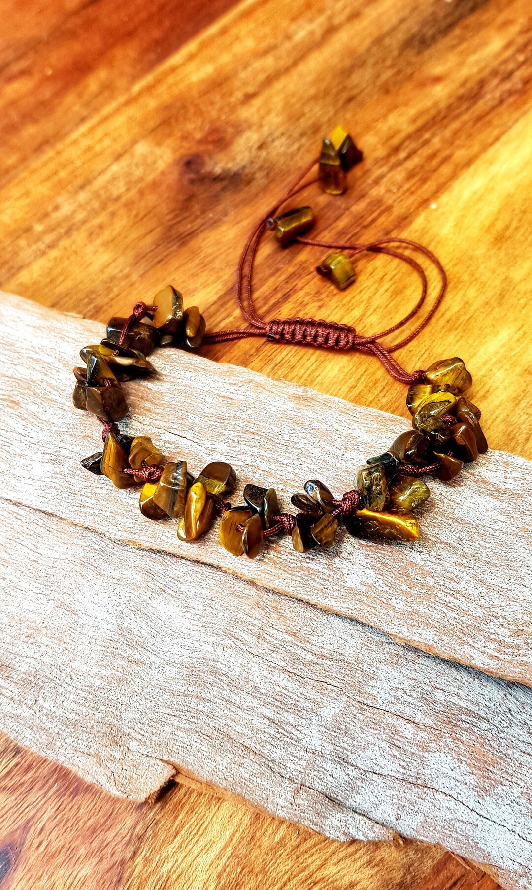 Talisman Rope Natural Chip Raw Brown Tiger Eye Bracelet Charm Jewelry Crystal Beaded ...