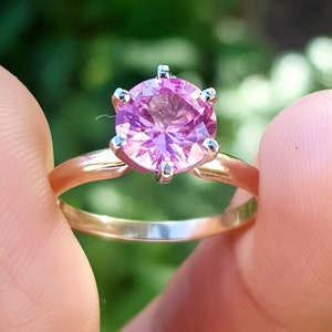 Vs Natural Pink Sapphire Solitaire Ring Solid 14K Yellow Gold Engagement Wedding Ring. Pink Diamond Alternative. Baby Pink Sapphire Jewelry