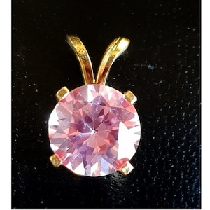 Genuine VS Baby Pink Sapphire Solid 14K Yellow Gold Pendant Necklace Solitaire Statement Diamond Alternative Wedding Cocktail. Pink Jewelry