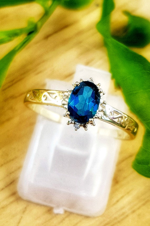 Blue Topaz,Garnet Pink Tourmaline Eternal Embrace Engagement ring - 14K  White Gold |JewelsForMe