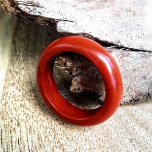 Natural Raw Red Jasper Crystal Bead Solid Ring Band Stone Gemstone Self Confidence Balance Courage Minimalist Stack Boho Aries Birthstone