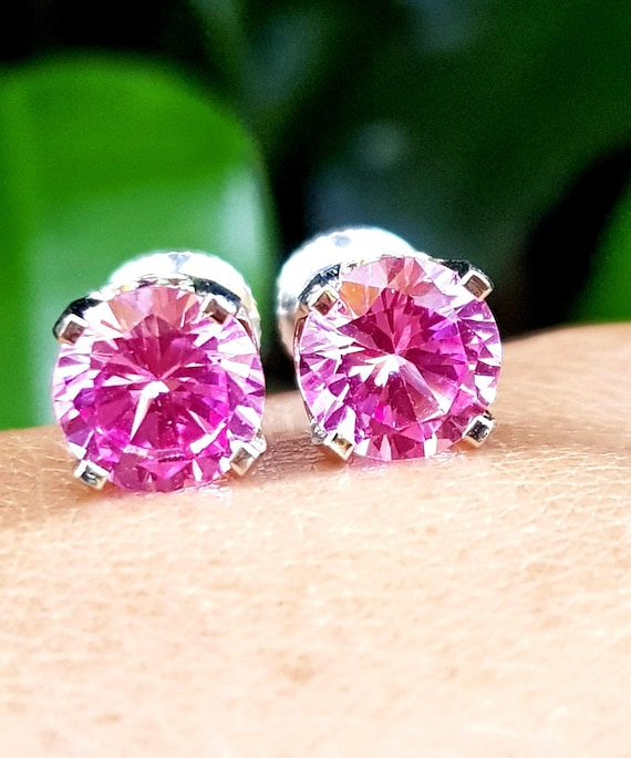Genuine pink sapphire sale earrings