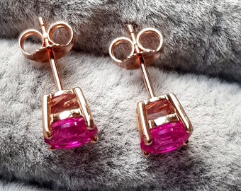 Orecchini A Bottone Oro Rosa 14K Con Diamanti Neri Naturali 1 Carato - Made In USA