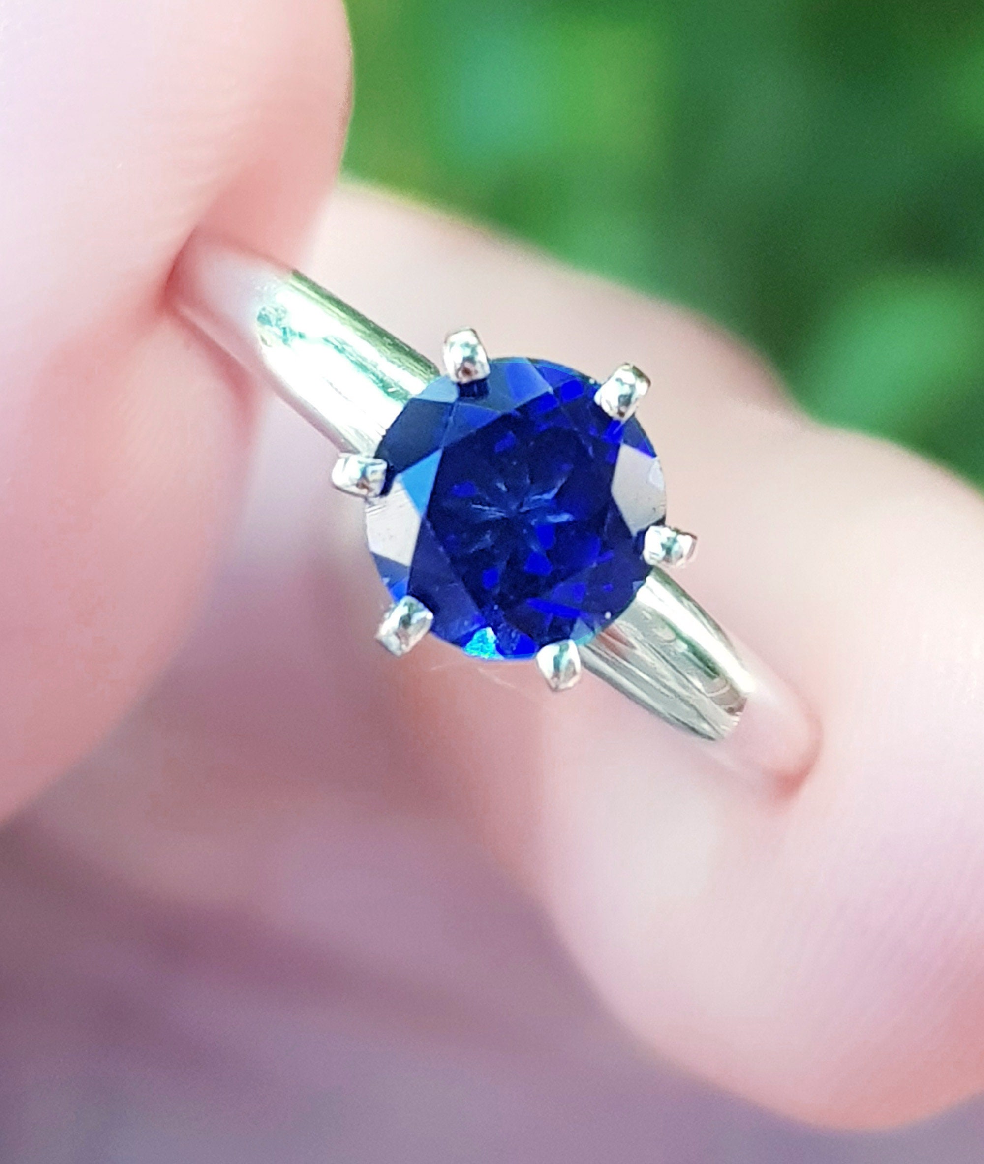 Genuine Natural 0.60CT 1.05CT VS Blue Sapphire Solitaire Ring 