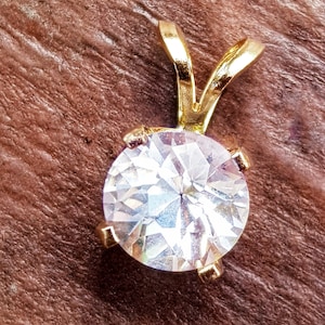 Genuine Natural VS Colorless Danburite Solid 14K Yellow Gold Pendant Necklace. Wedding Anniversary. Diamond Alternative. Danburite Jewelry