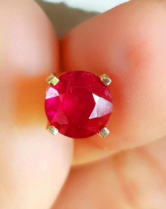 Single ruby stud earring deals