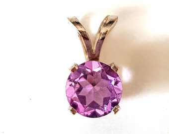 0.70CT Natural VS Purple Amethyst Solid 14K White Gold Pendant Necklace Anniversary Engagement Wedding Diamond Alternative Healing Cocktail