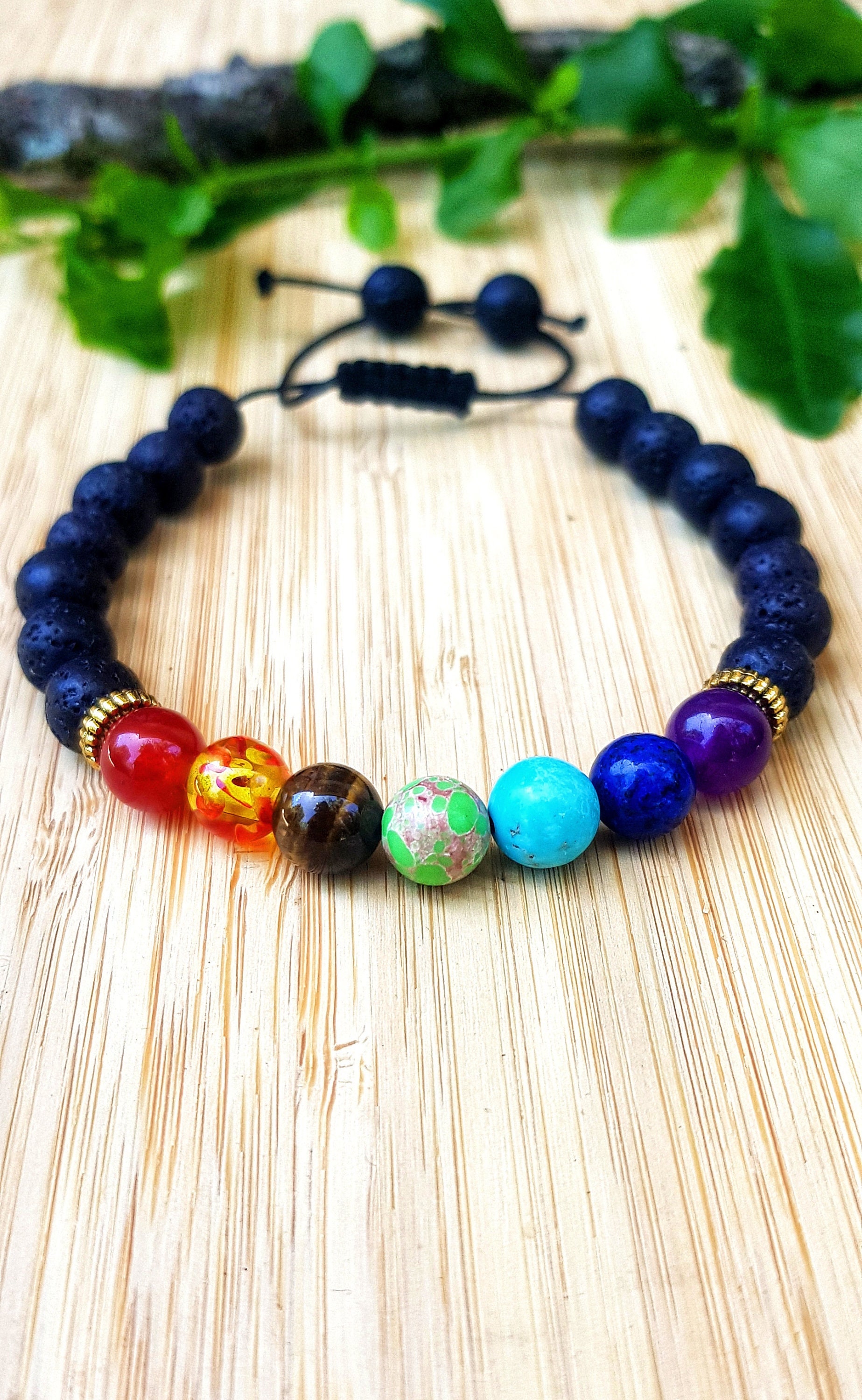 Lava Beads With Accent Pieces Essential Oil [Diffuser] Bracelet – Leboha