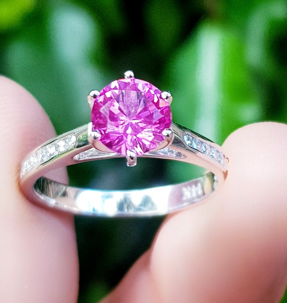 Pink and white store diamond ring