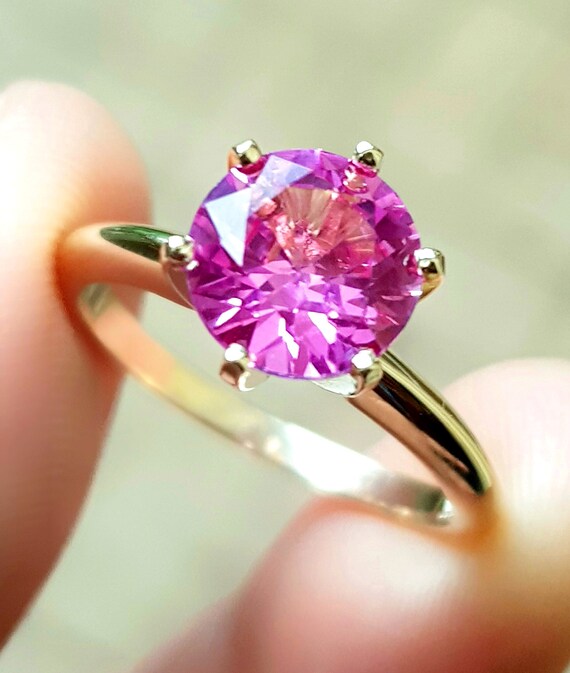 Pink stone white gold ring outlet