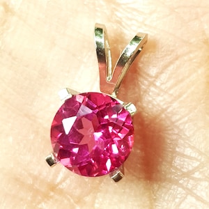 Echte natuurlijke VS roze topaas massief 14K witgouden hanger ketting diamant alternatieve verloving bruiloft.