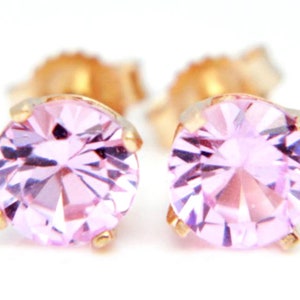 Natural VS Baby Pink Sapphire 14K Solid Yellow Gold Studs Earrings. Pink Diamond Alternative. Push Back Stud Earrings. Pink Stone Jewelry