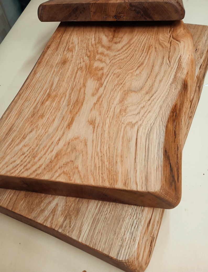 Large live edge cutting board made from solid European oak James Martin Style Kitchen Chopping Block or Cheese Board
