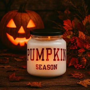 Pumpkin Season Scented Soy Candle | Fall Home Décor | Pumpkin Spice Candle | Rustic Autumn Candle Gift | Thanksgiving Hostess Gift