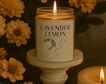 Lemon lavender candle, Scented soy candle, Soy candles handmade, Scented citrus candles, Soy candles