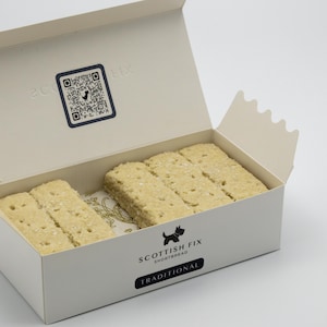 Shortbread gourmet cookies in a classy white box! Unique gift for discerning people.
