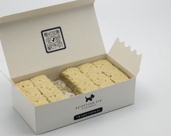Shortbread gourmet cookies in a classy white box! Unique gift for discerning people.