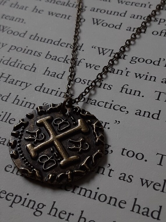 Antique Bronze Pirate Coin Necklace 