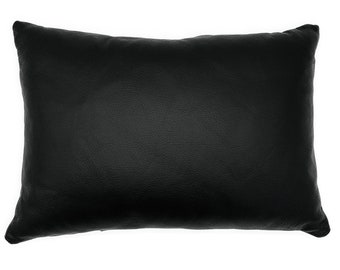 Full Grain Leather Black Pillow Cover Only Or With Cushion Couch Decor Accent