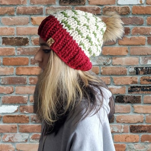 READY TO SHIP Christmas Knit Hat, Winter Tuque