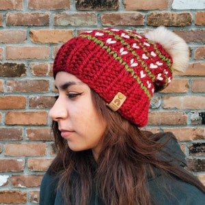 Christmas Knit Hat, Winter Tuque