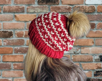 Christmas Knit Hat, Winter Tuque