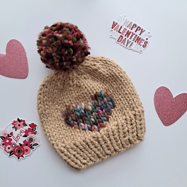 Heart Knit Hat Etsy