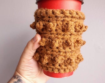 Crocheted Coffee Cup Cozy, Reusable Cup Sleeve