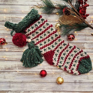 Christmas Stockings, Traditional Hand Knit Christmas Stockings, Scandinavian Christmas Decoration