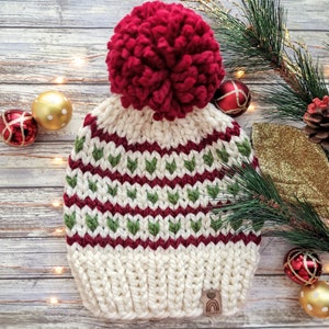 Christmas Knit Hat, Winter Tuque