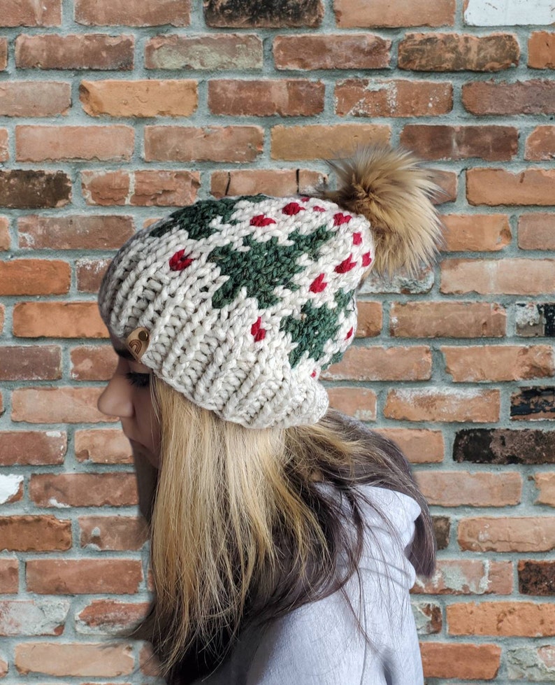 Pine Tree Hat, Ski Tuque, Knit Winter Beanie image 1